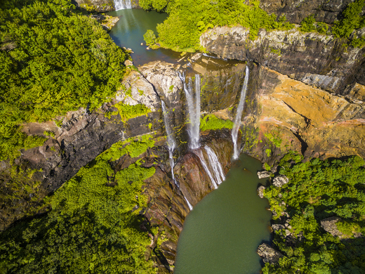 Mauritius Tamarin Waterfall Seven Cascades in the tropical islan